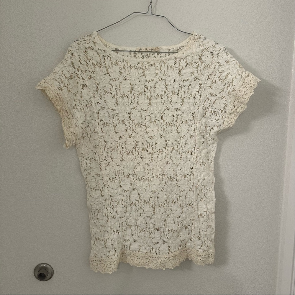 JOIE a la plage Balton Lace Tunic in Off White size XS swim cover up crochet - Picture 5 of 9